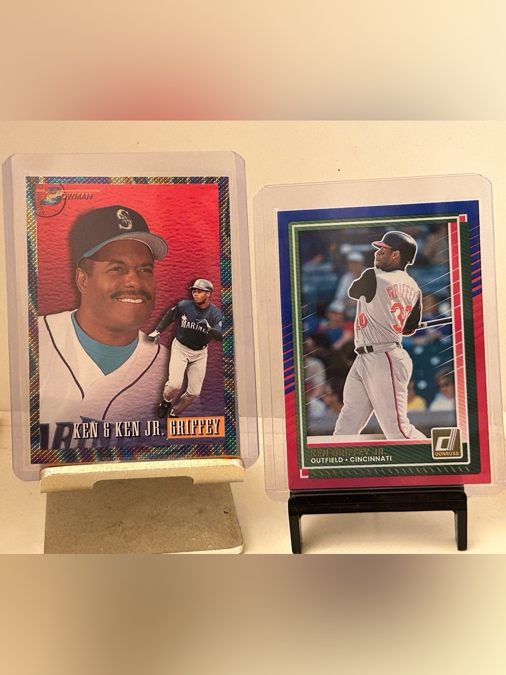 Ken & Ken Griffey Jr. 1993 Bowman Baseball & Donruss Baseball Red/blue